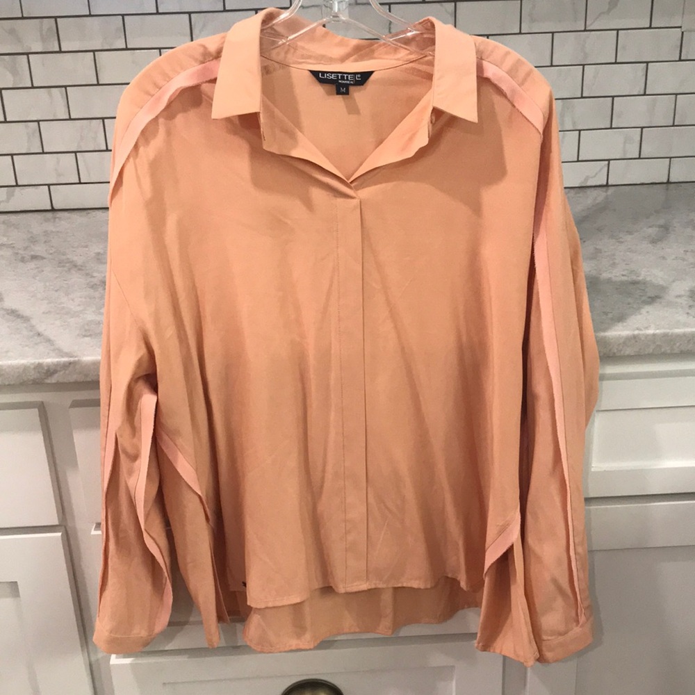 New Lisette L Montreal Top Womens Medium Peach Regina Tunic Blouse Baggy‎ Boho